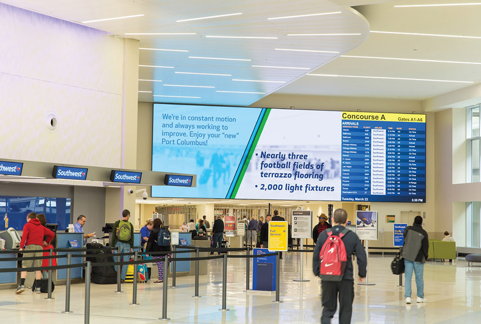 Delta Displays builds full-color LED flight information display for U.S. Port Columbus International Airport